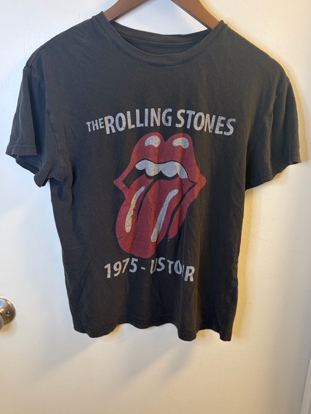 The Rolling Stones 1975 US Tour Band T-Shirt Black Size S